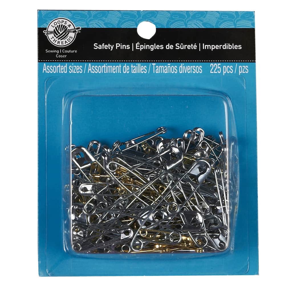 Loops & Threads Safety Pins, Silver & Gold, Assorted, 225
